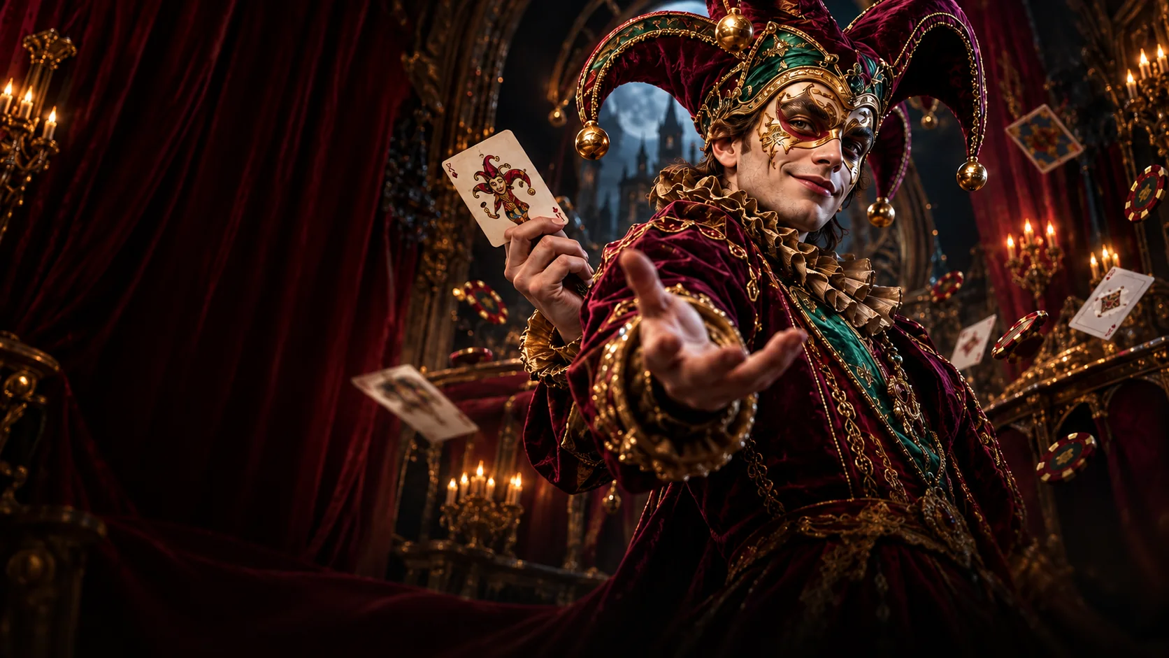 Joker en un teatro de terciopelo y oro